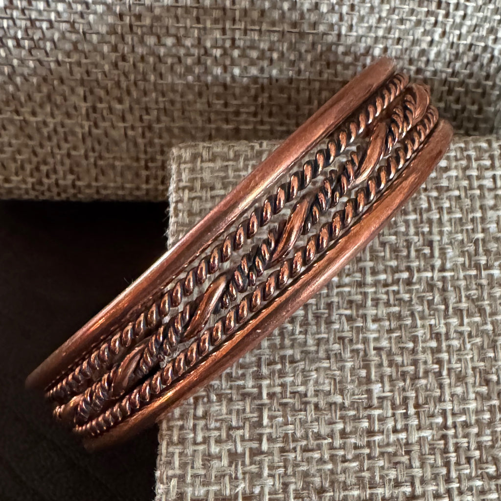 Copper Cuff Bracelet with Twisted Design