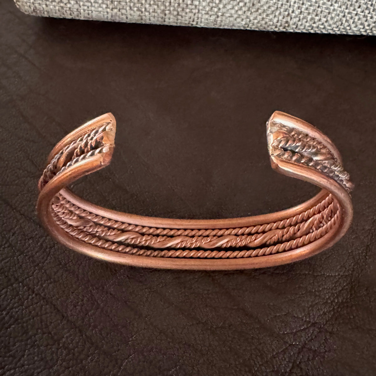 Copper Cuff Bracelet with Twisted Design