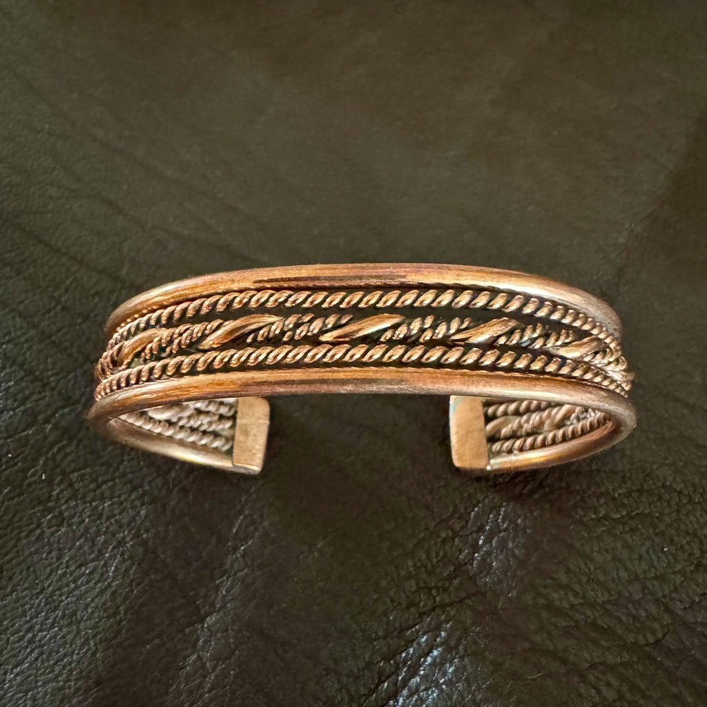 Copper Cuff Bracelet with Twisted Design