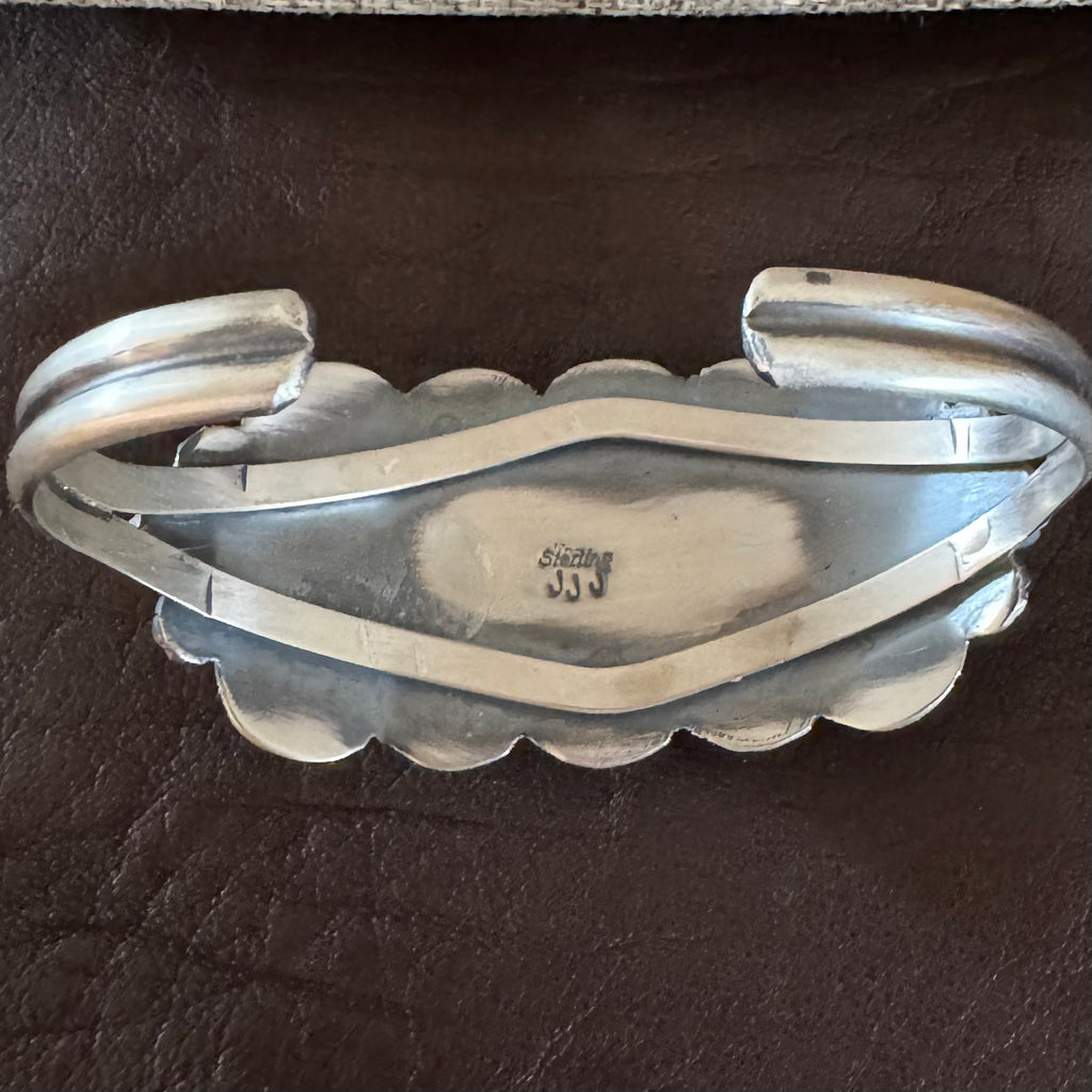 Lapis Repousse Cuff Bracelet Signed