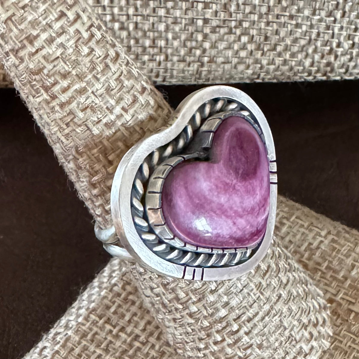 Purple Spiny Oyster Heart Ring