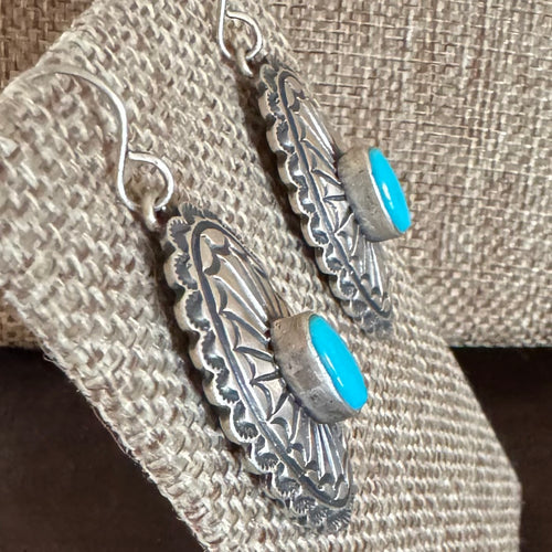 Concho Earrings with Kingman Turquoise
