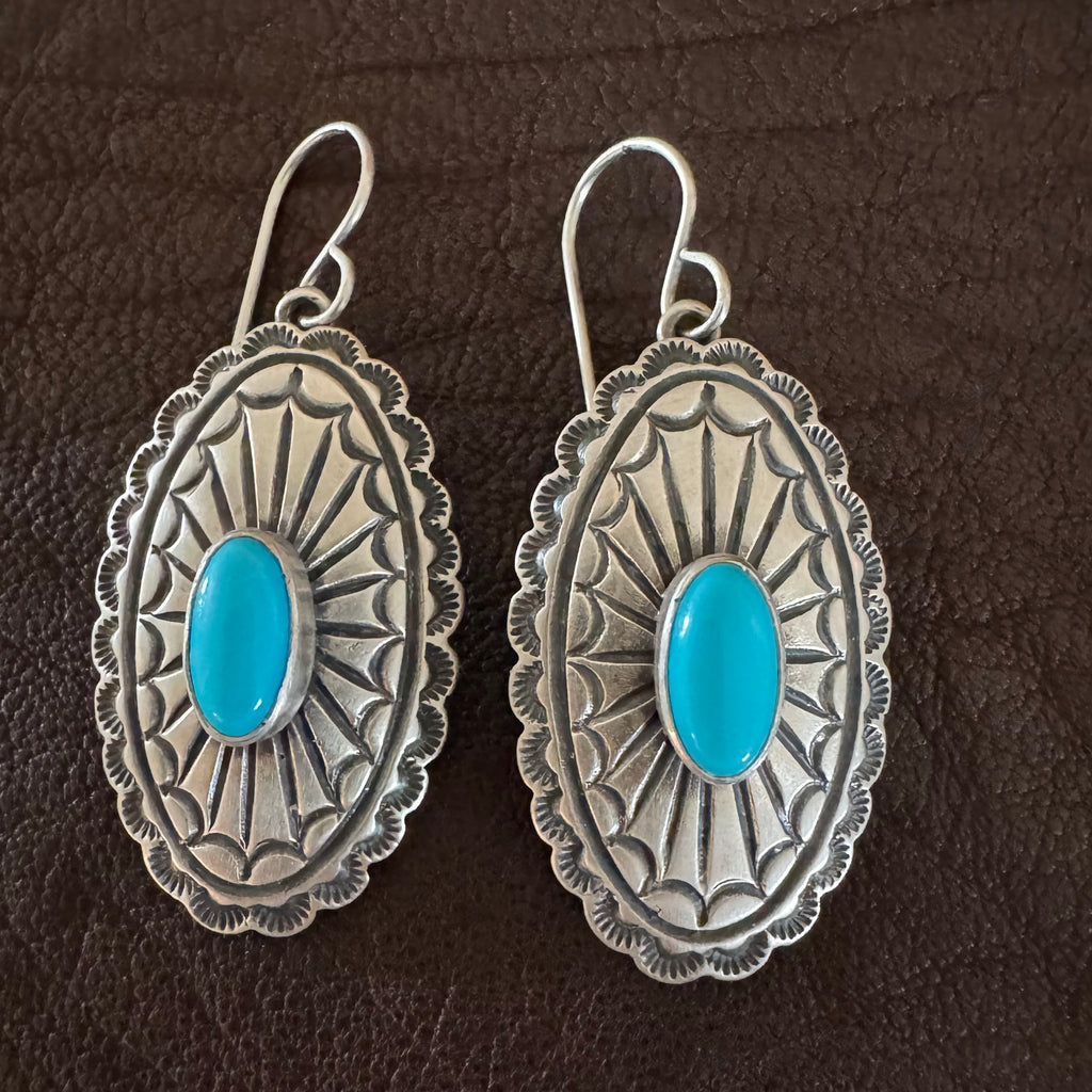 Concho Earrings with Kingman Turquoise