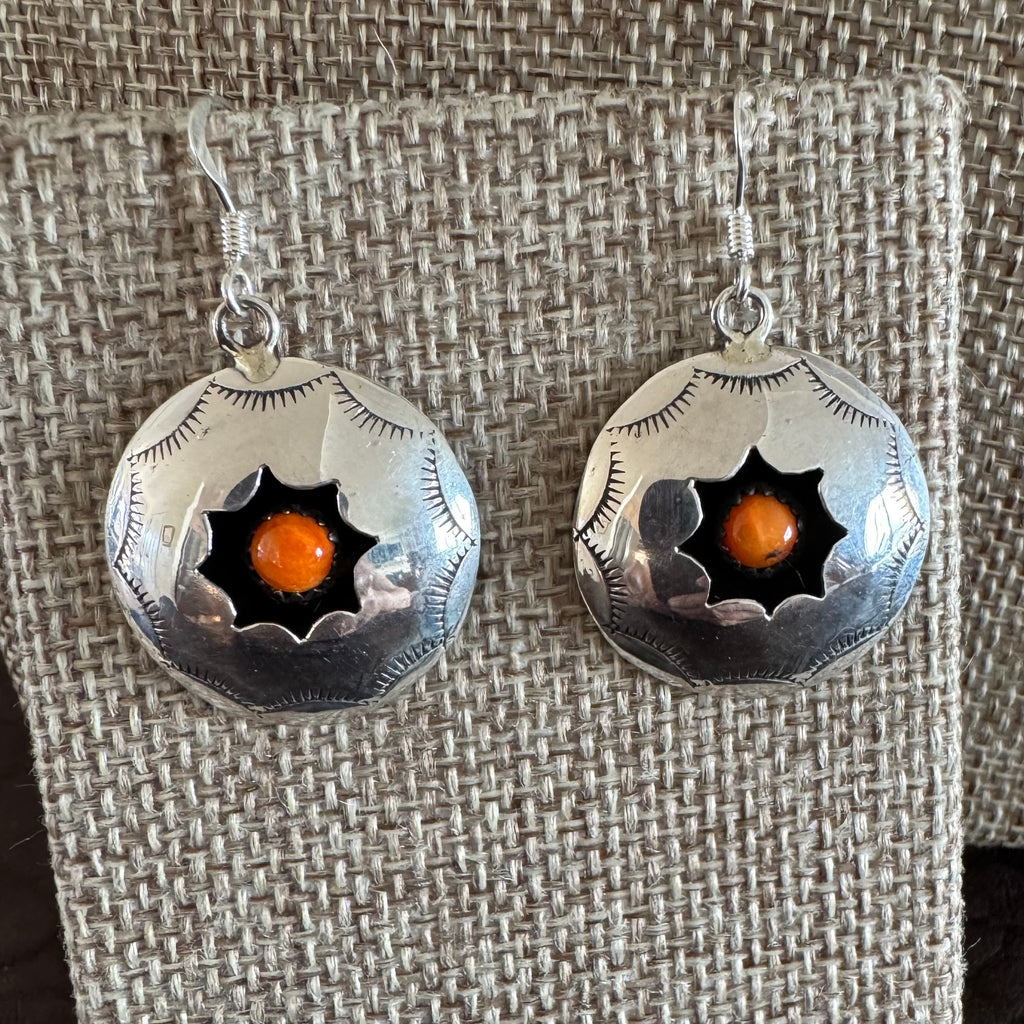 Orange Spiny Oyster Shadowbox Earrings