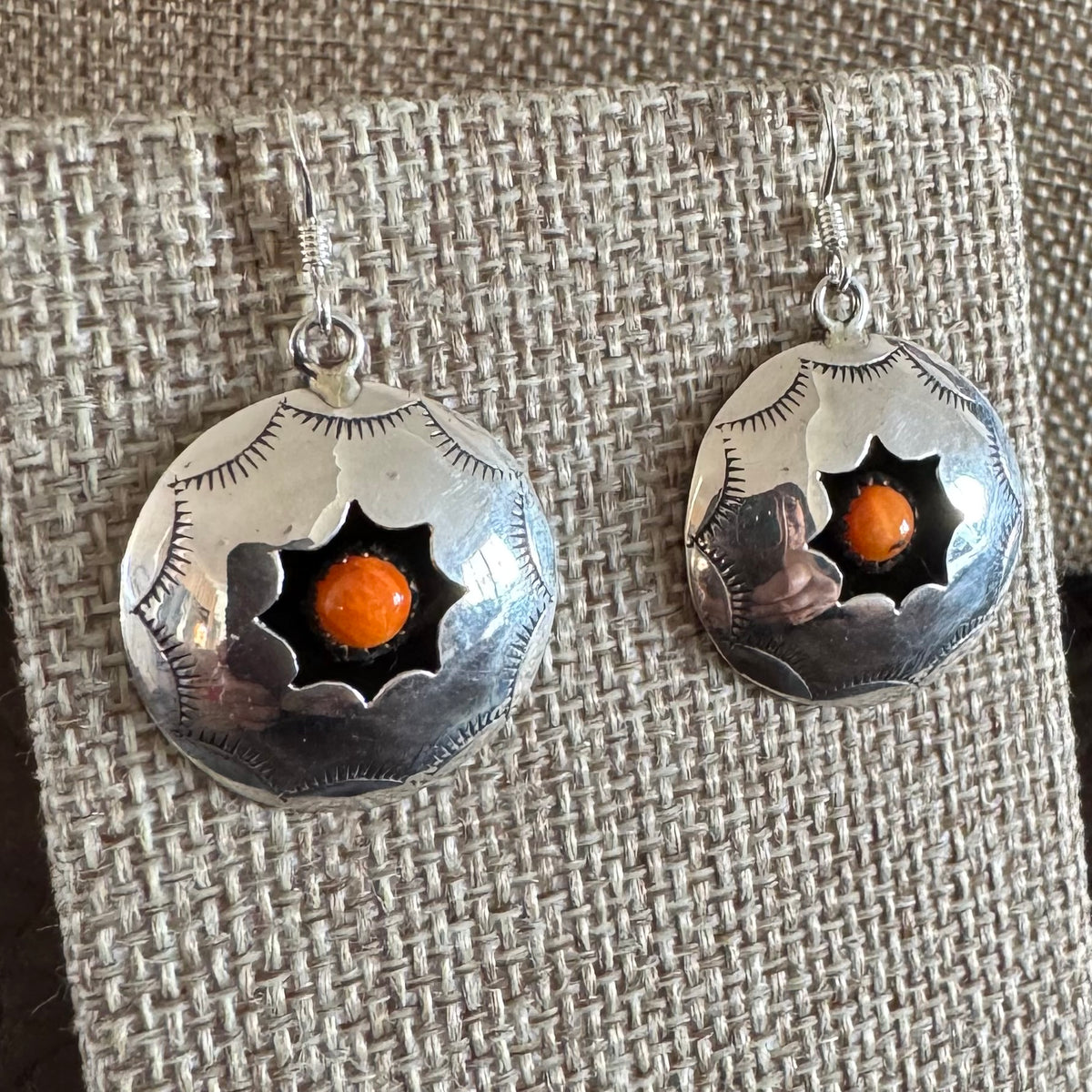 Orange Spiny Oyster Shadowbox Earrings