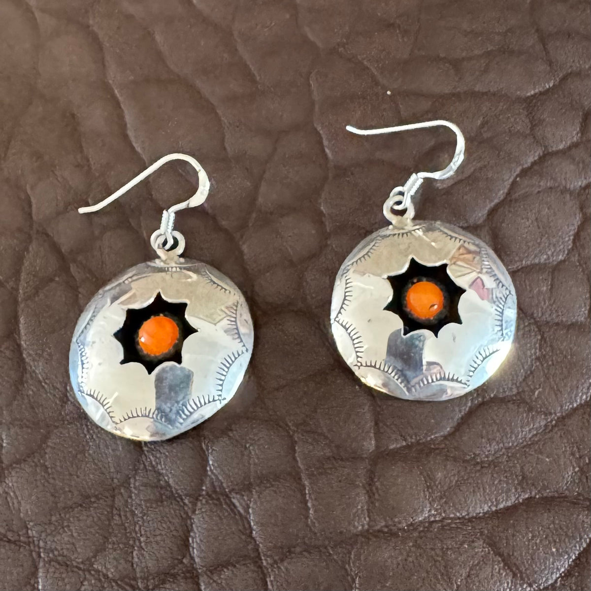 Orange Spiny Oyster Shadowbox Earrings