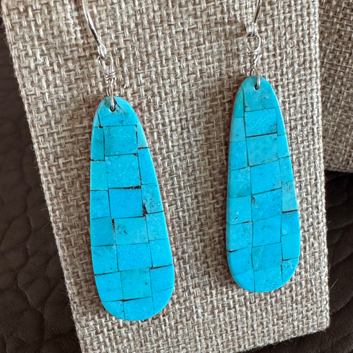 Santo Domingo Turquoise Mosaic & Apple Coral Double Sided Earrings