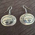 Hopi Overlay Bear Earrings in Sterling Silver
