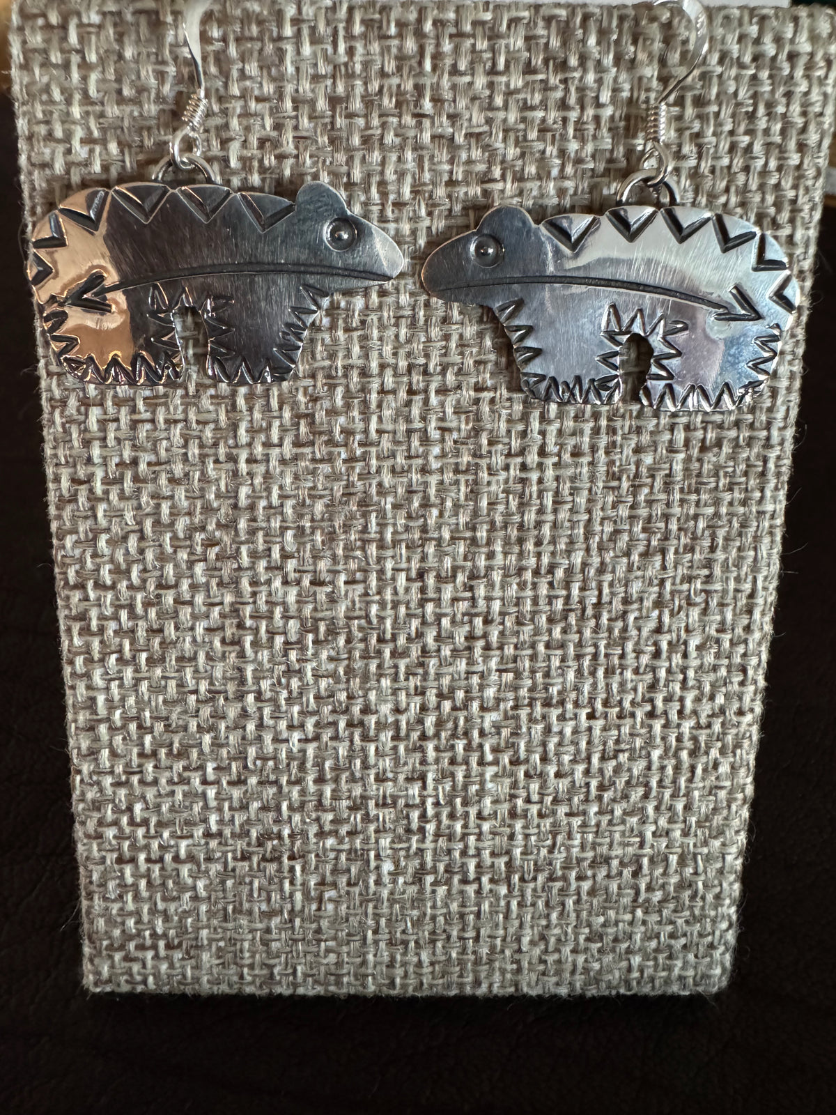 Heartline Bear Earrings in Sterling Silver by Brad Panteah