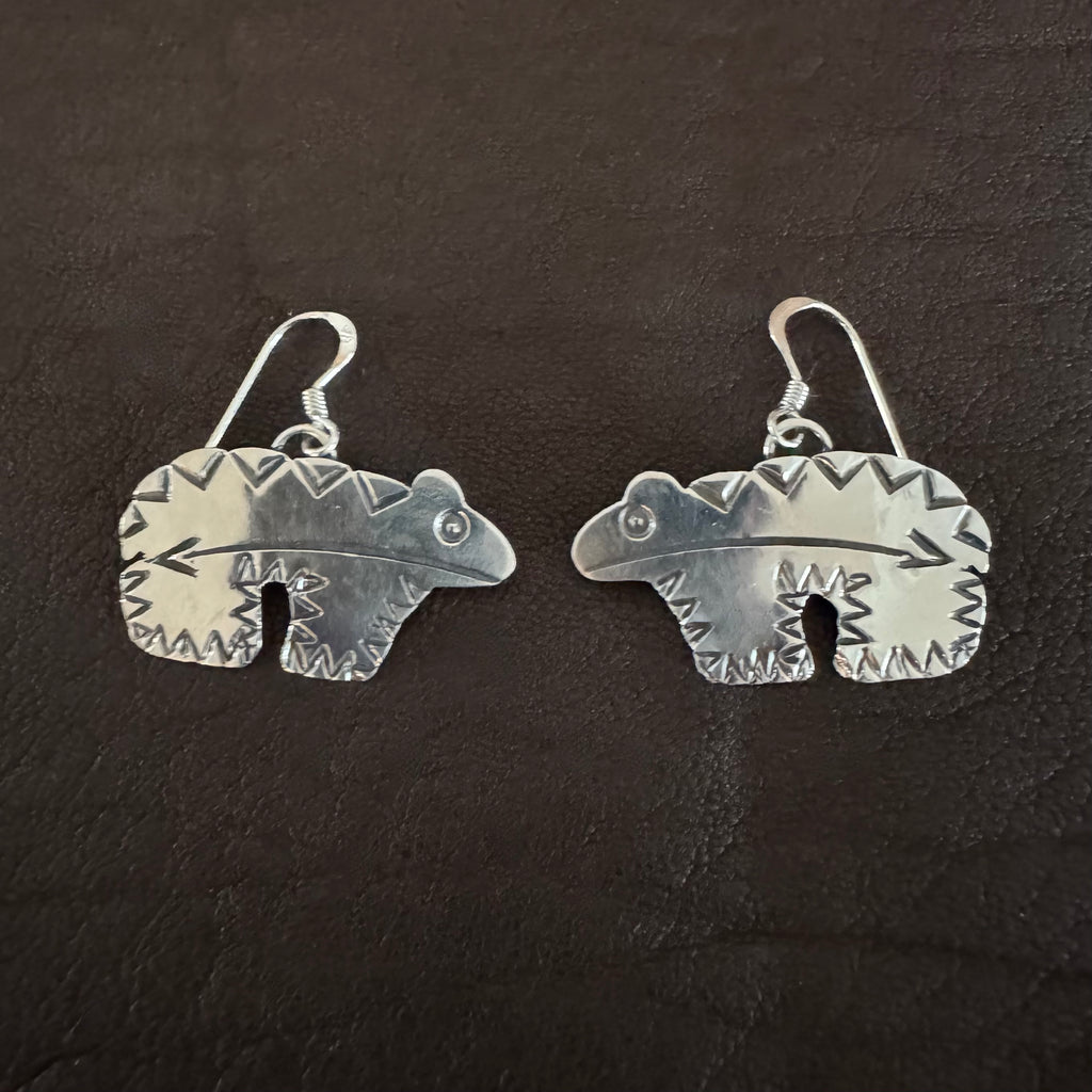 Heartline Bear Earrings in Sterling Silver by Brad Panteah