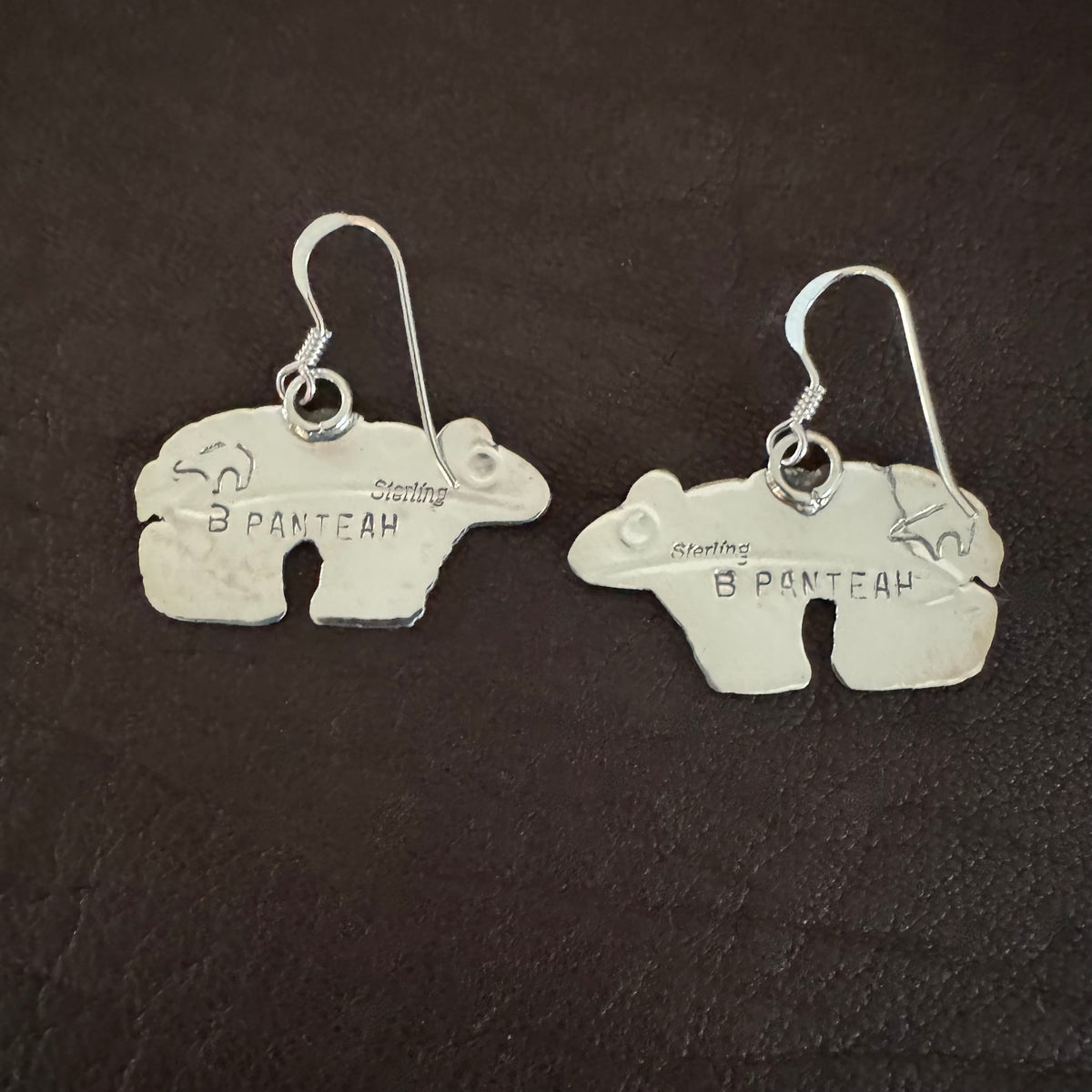 Heartline Bear Earrings in Sterling Silver by Brad Panteah