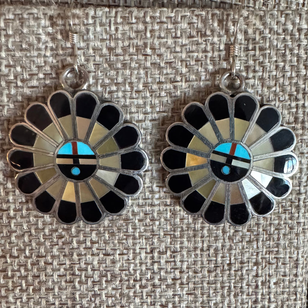 Zuni Sunface Handmade Earrings by Aprilene Unkestine