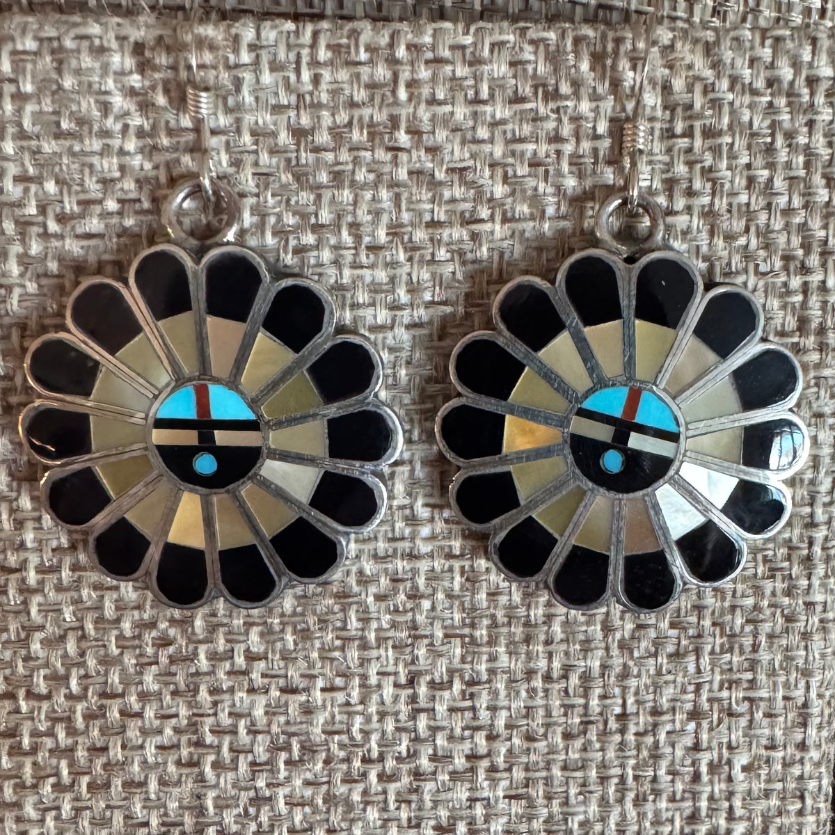 Zuni Sunface Handmade Earrings by Aprilene Unkestine