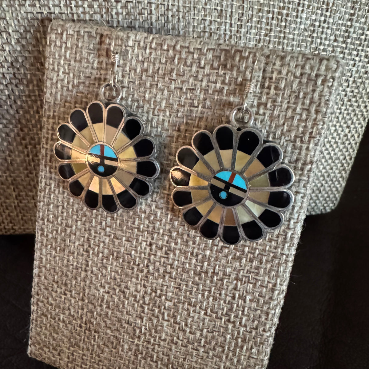 Zuni Sunface Handmade Earrings by Aprilene Unkestine