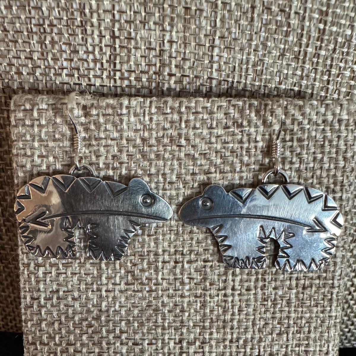 Heartline Bear Earrings in Sterling Silver by Brad Panteah