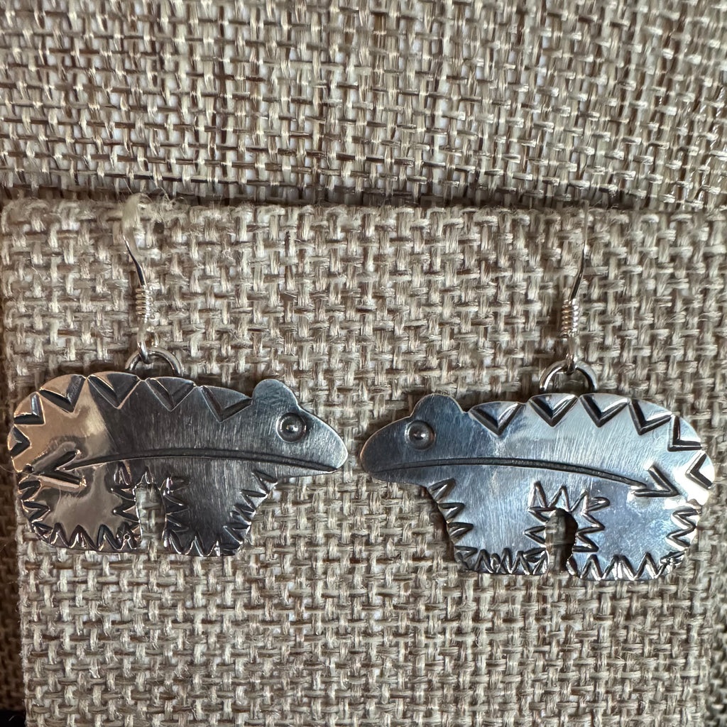Heartline Bear Earrings in Sterling Silver by Brad Panteah