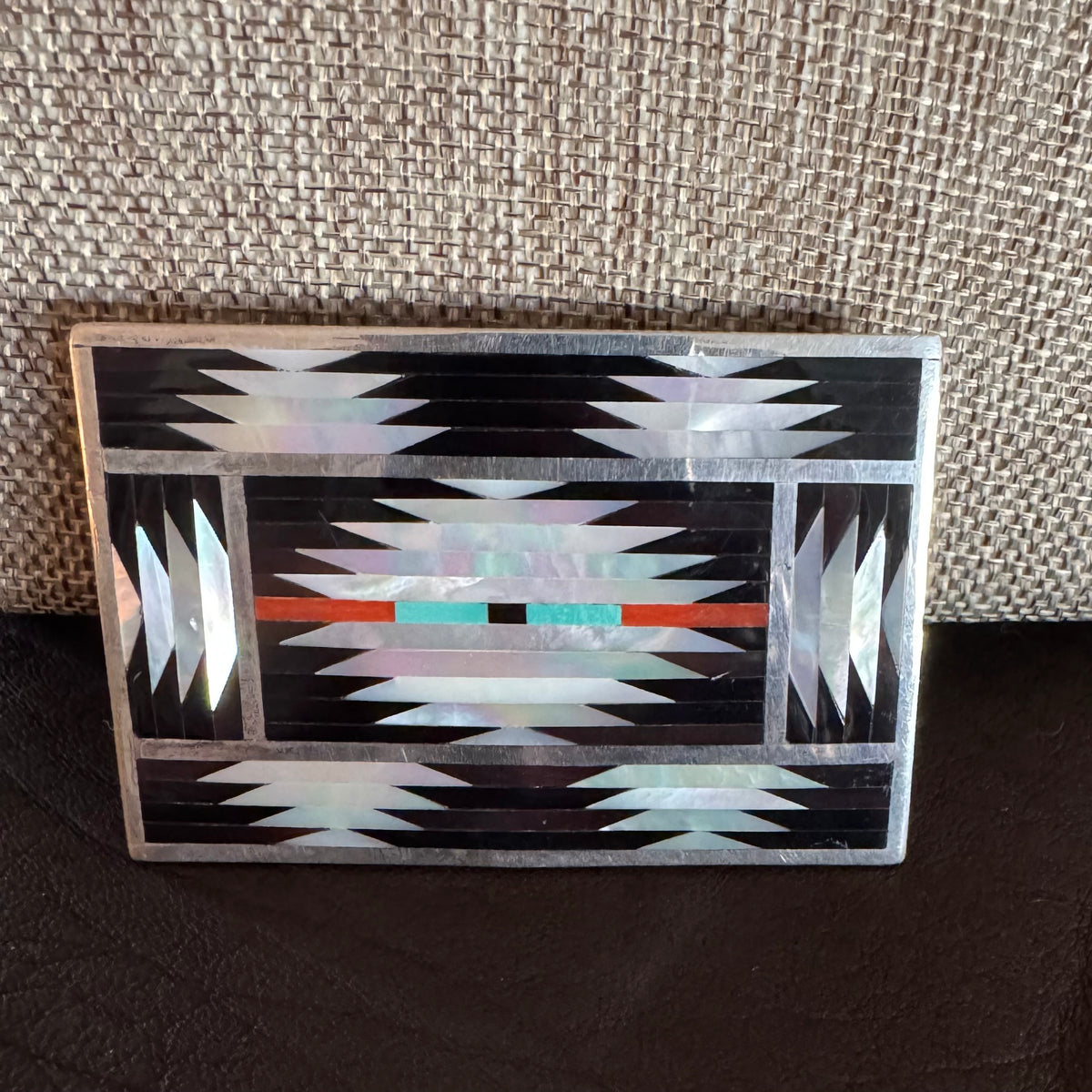 Zuni Inlay Belt Buckle by Charlene Dishta, Vintage