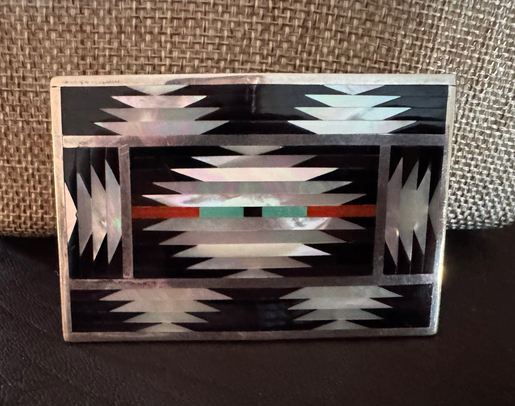 Zuni Inlay Belt Buckle by Charlene Dishta, Vintage