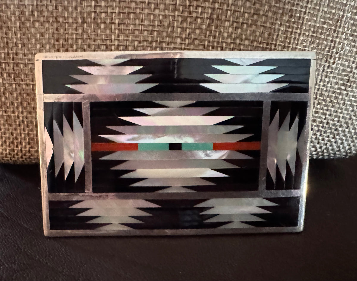 Zuni Inlay Belt Buckle by Charlene Dishta, Vintage