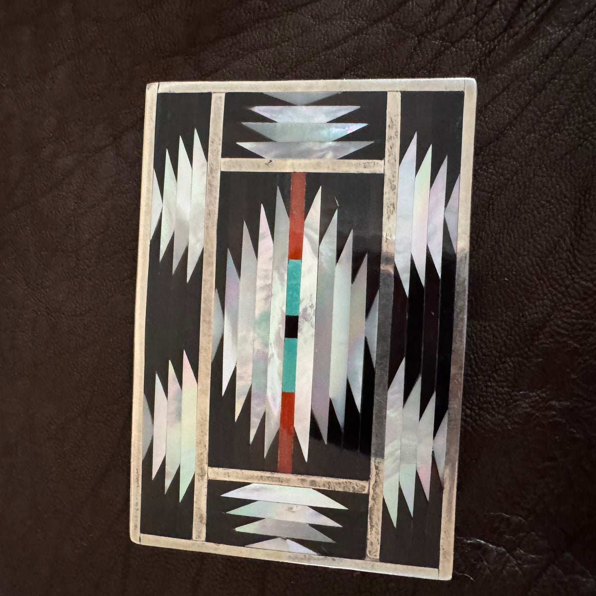 Zuni Inlay Belt Buckle by Charlene Dishta, Vintage