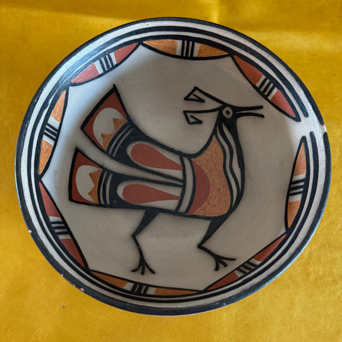 Santo Domingo Polychrome Vintage Bowl By Artist Warren Coriz