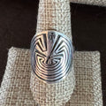 Hopi Overlay Ring with Man in the Maze by Shayne Joseph