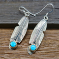 Turquoise Feather Earrings