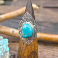 Stamp Work Turquoise Ring