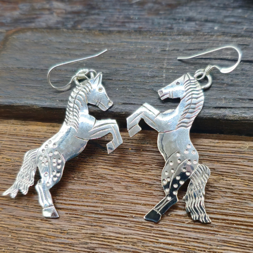 Stamp Work Horse Earrings