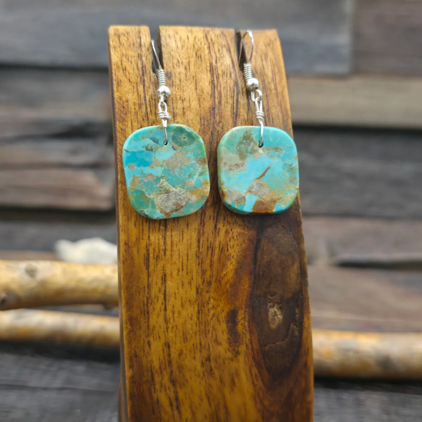 Robert Crespin Turquoise Slab Earrings