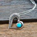 Sterling Silver Turquoise Heart Necklace by Calvin Begay
