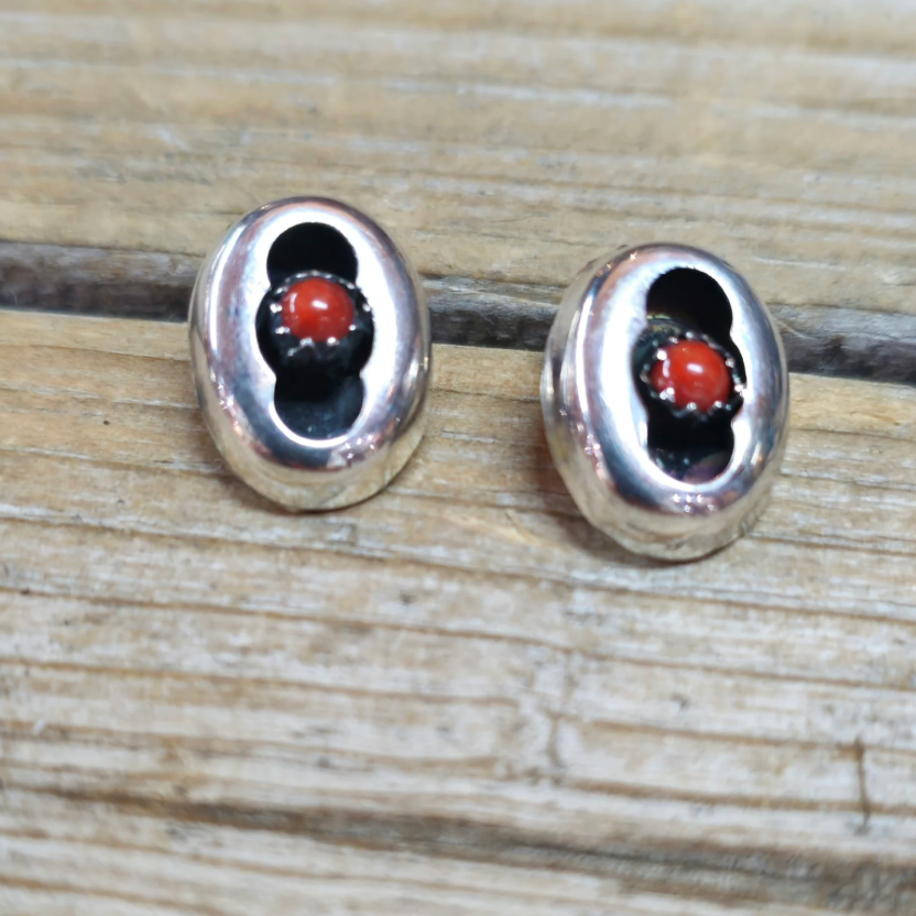 Coral Shadow Box Post Earrings