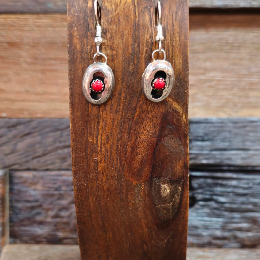 Coral Shadow Box Dangle Earrings