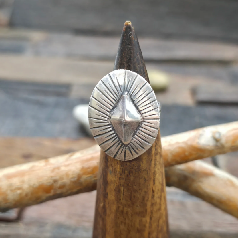 Stamp Work Shield Ring