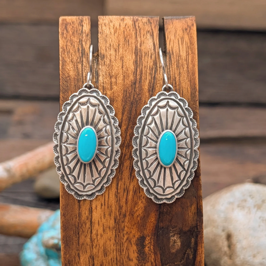 Concho Earrings with Kingman Turquoise