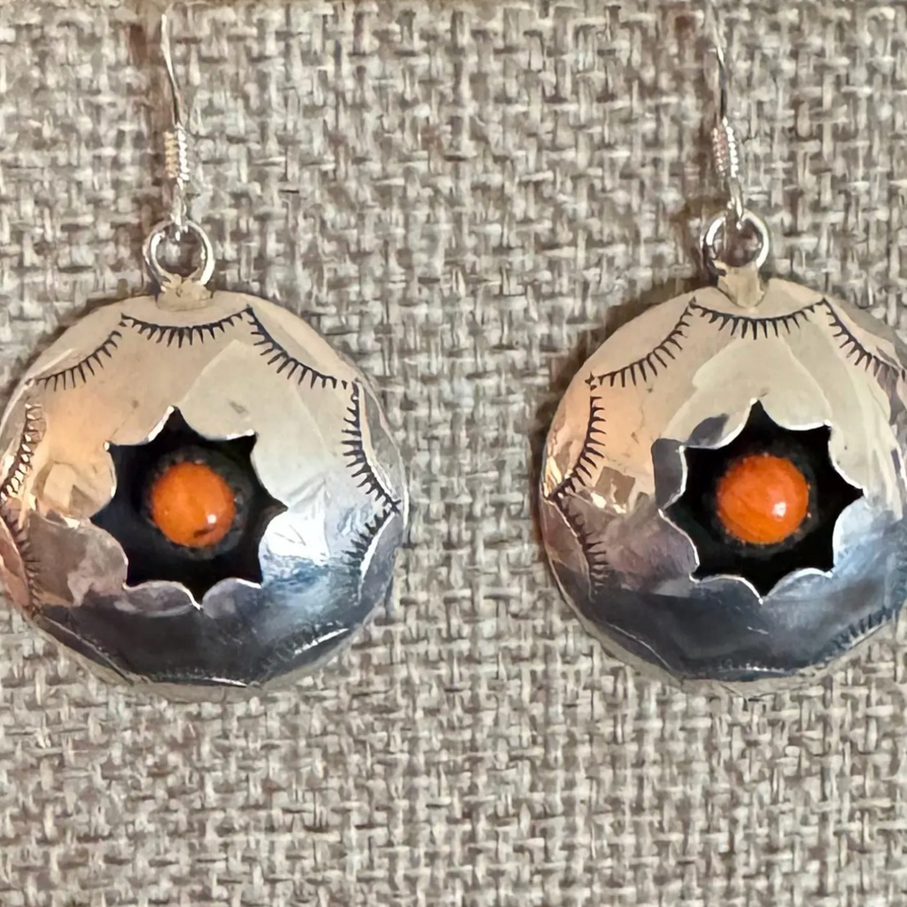 Orange Spiny Oyster Shadowbox Earrings
