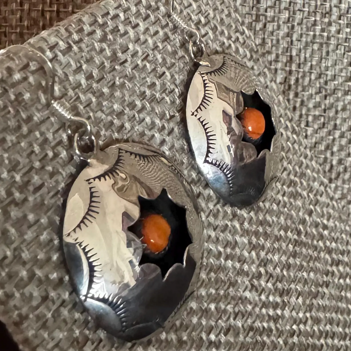 Orange Spiny Oyster Shadowbox Earrings