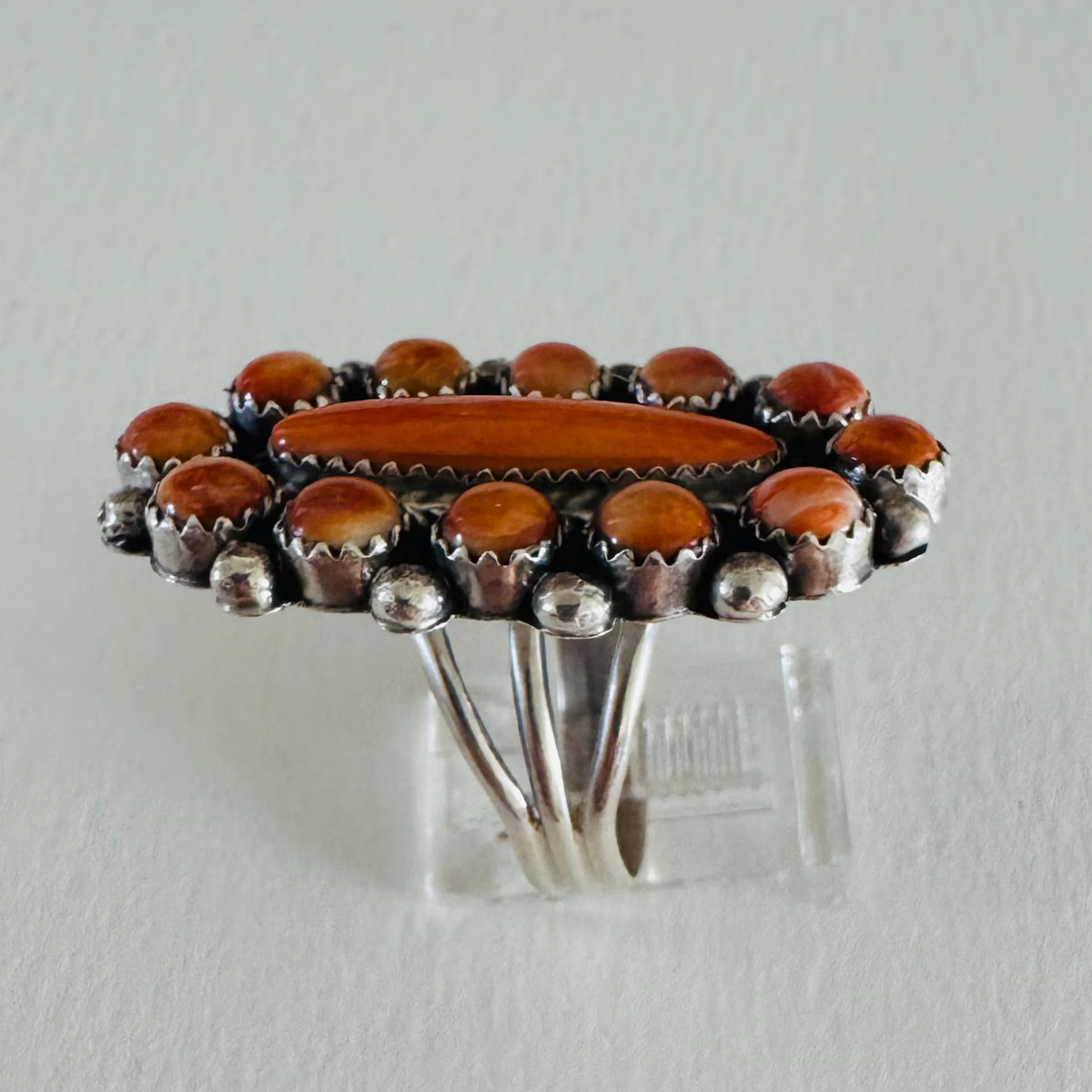 Orange Spiny Oyster Cluster Ring