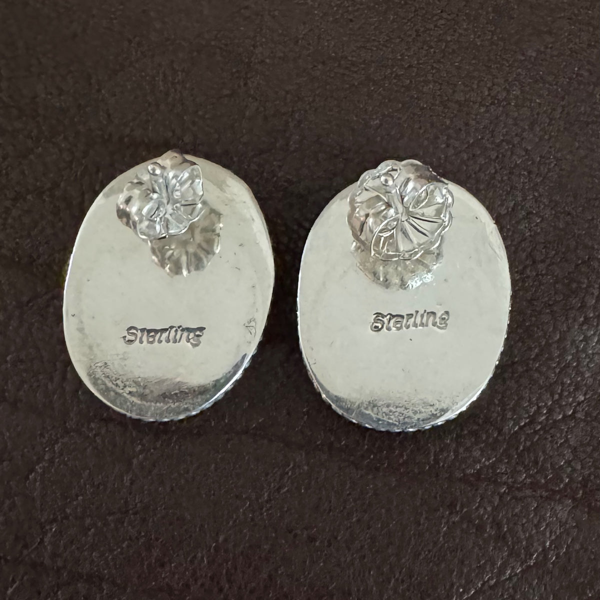 Oval Variscite Earrings in Sterling Silver